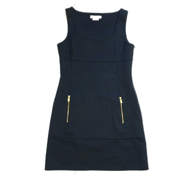 Michael Kors Collection A-Line Dress Womens 6 Navy Blue Angora Wool Gold Zippers - Picture 14 of 14